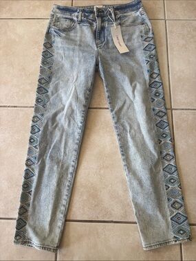 Driftwood stone Wash Embroidered Side-Stripe Women’s Jeans